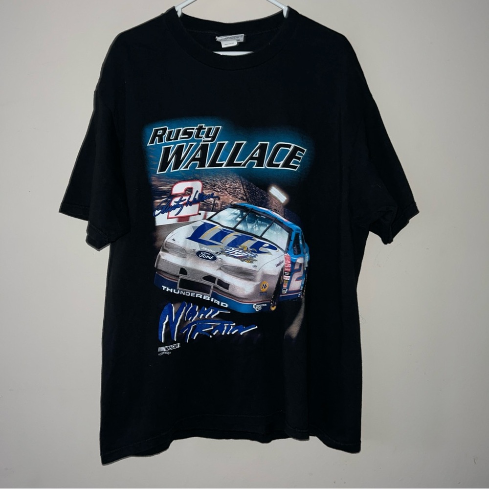 Vintage NASCAR Rusty Wallace Night Train Shirt Mens XL Graphic Print Made in USA